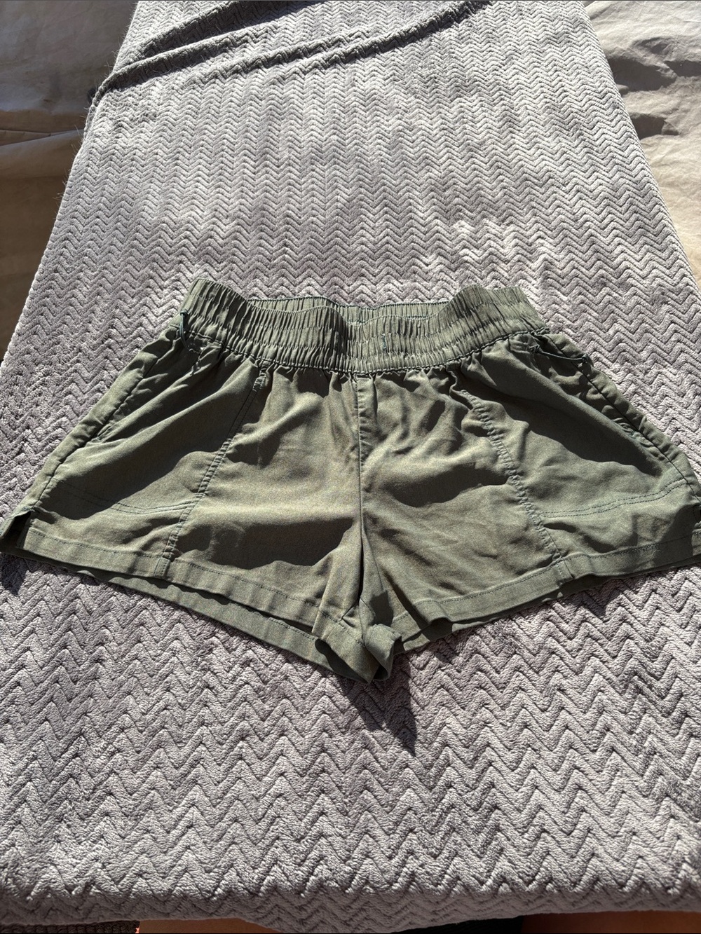 Avalanche Olive Green Athletic Elastic-Waist Shorts